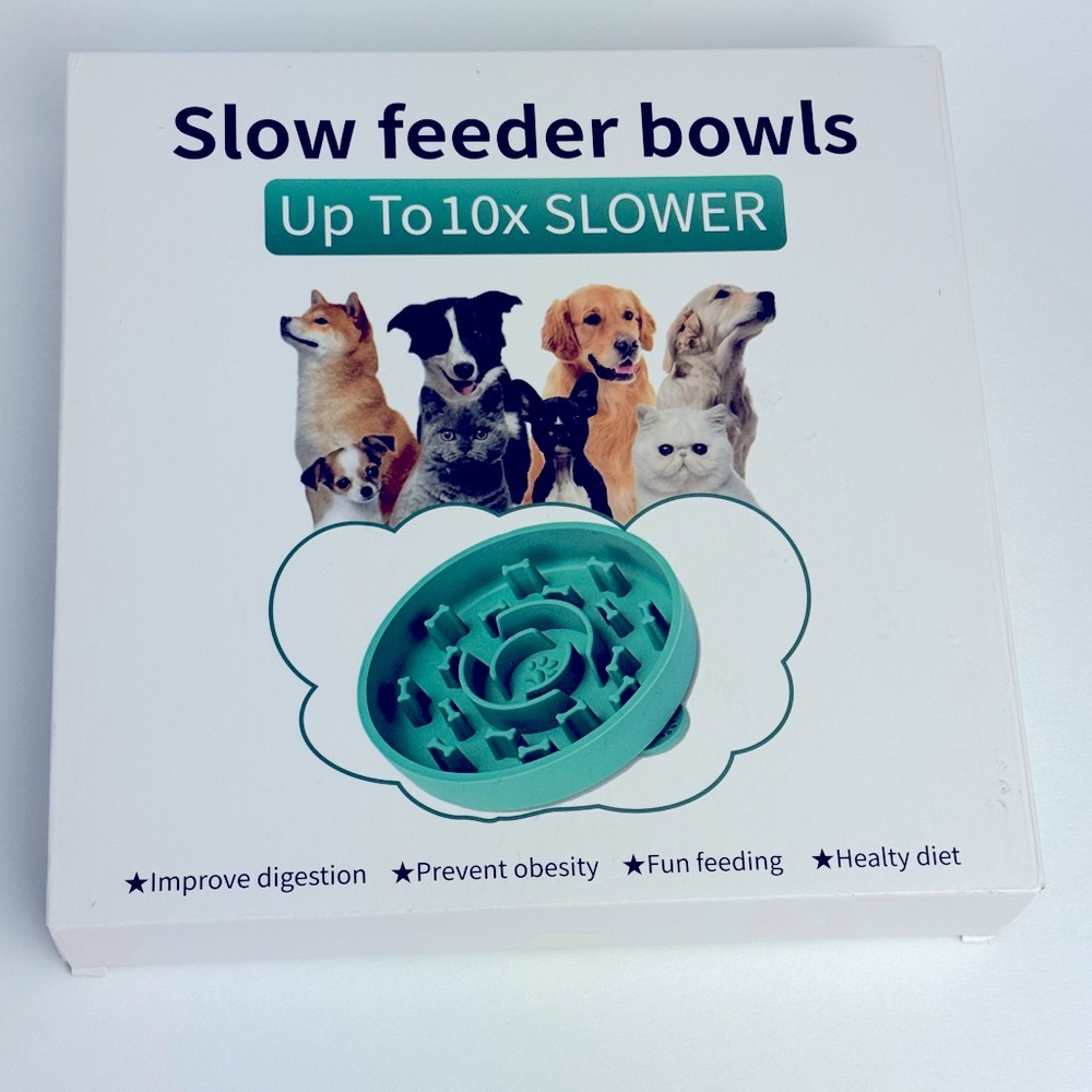 Slow Feeder Pet Bowl Gray NIB NEW
